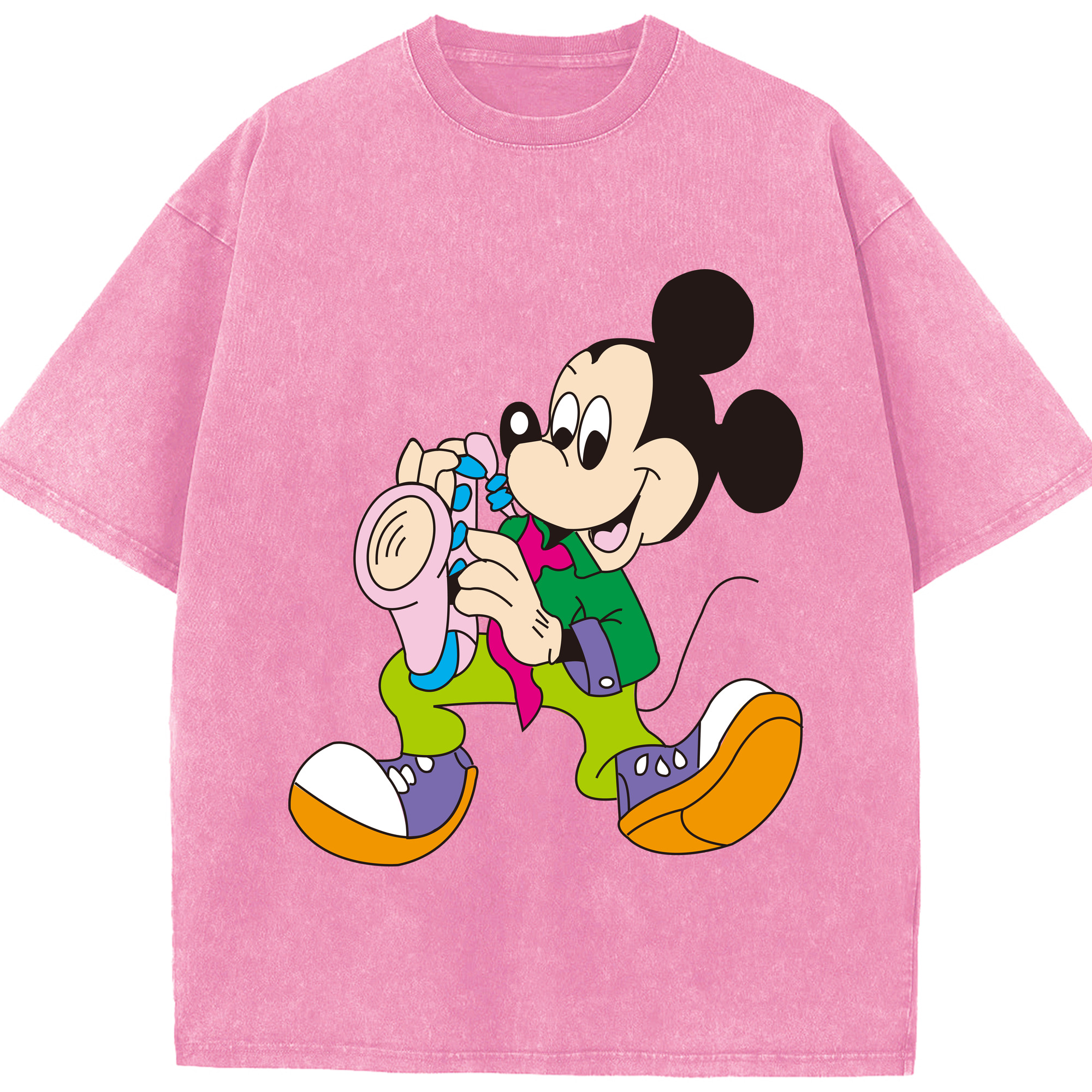 （画像用） ミッキーマウス Mickey Mouse 綿100% ヴィンテージ風 半袖Tシャツ（フロントプリント）